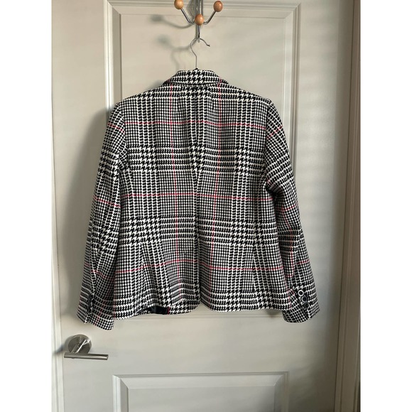 Talbots Wool Blend Black White Houndstooth Jacket Sz 10 - Picture 3 of 13